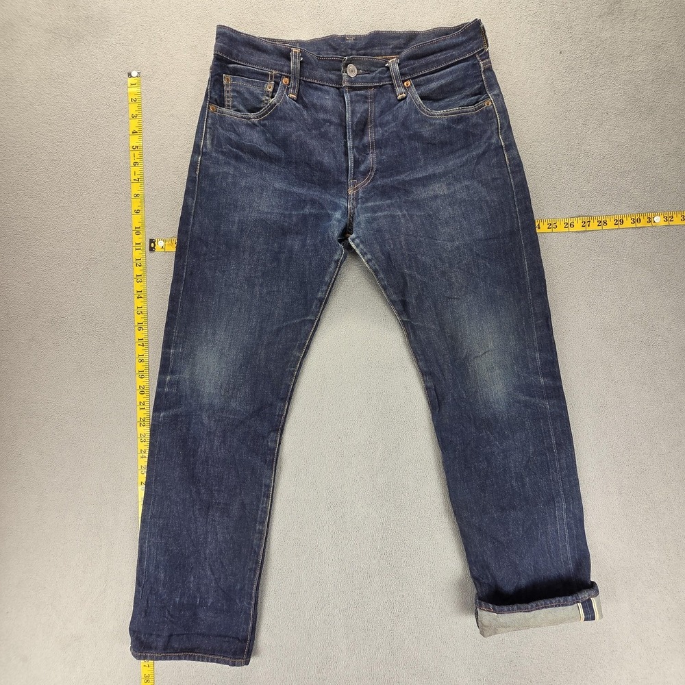Levis 501 Jeans Mens Blue Selvedge Premium Whiskersโ Honeycomb Fits 31x28